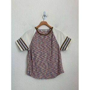 We The Free T-Shirt Ribbed Knit Raglan Sleeve Striped Top size S‎